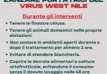intervento 03 luglio 2026 di disinfestazione per la prevenzione del virus West Nile